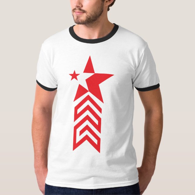 Camiseta Estrela Vermelha com Setas Chevron (Frente)