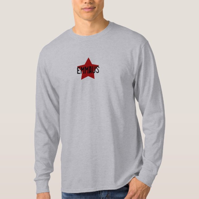 Camiseta Estrela vermelha no T cinzento do LS (Frente)