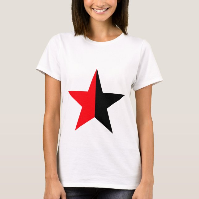 Camiseta Estrela vermelha & preta no verde do exército da (Frente)