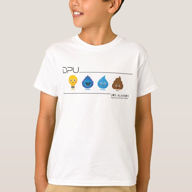 Camiseta estrelando mascotes de utilitários da DPU (Frente)