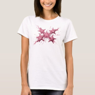 Camiseta Estrelas Abstratas Rosa Contemporâneas Gráfica de 