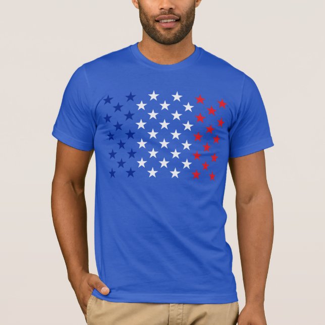 Camiseta Estrelas Americanas do Estilo Tricolorido do Sinal (Frente)