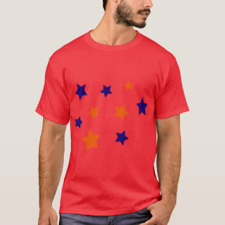 Camiseta Estrelas Azuis e Laranja