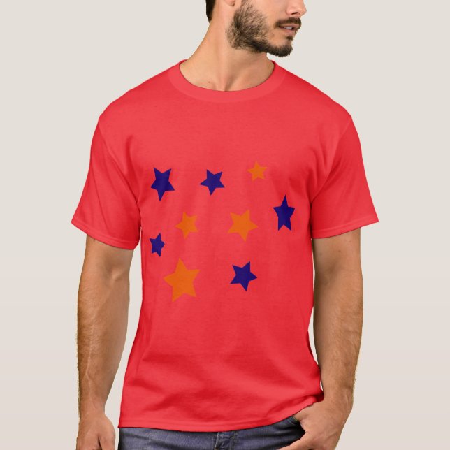Camiseta Estrelas Azuis e Laranja (Frente)