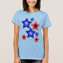 Camiseta Estrelas azuis & vermelhas brilhantes