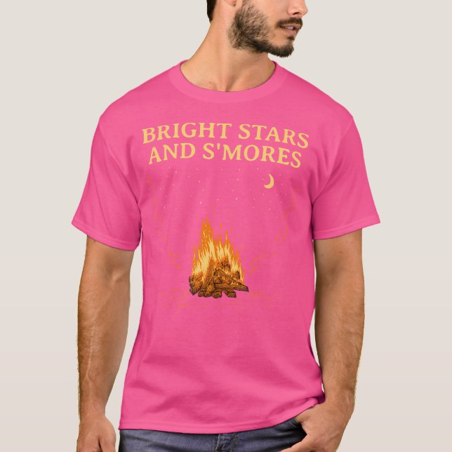Camiseta Estrelas Brilhantes E S'Mores Acampando Amigos Cam (Frente)