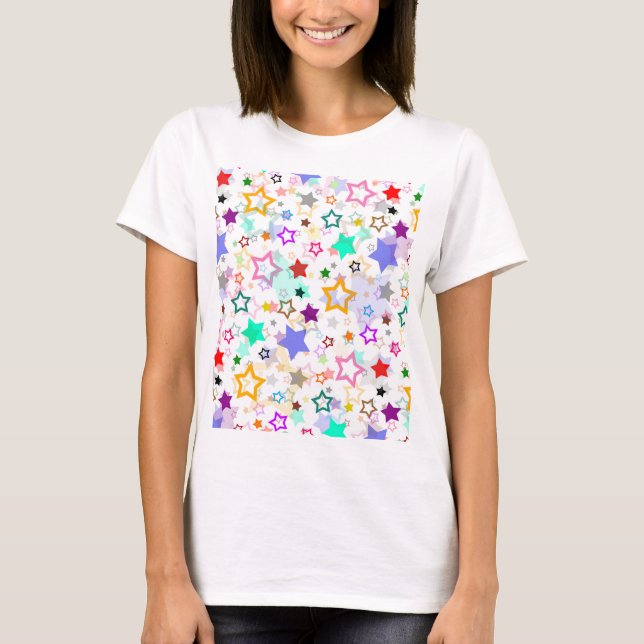 Camiseta Estrelas Coloridas Brancas  (Frente)