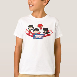 Camiseta Estrelas da Liga da Justiça de Chibi
