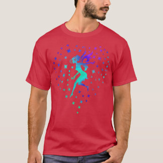 Camiseta Estrelas de Coração de Pó Fada Adoram Fadas Vintag