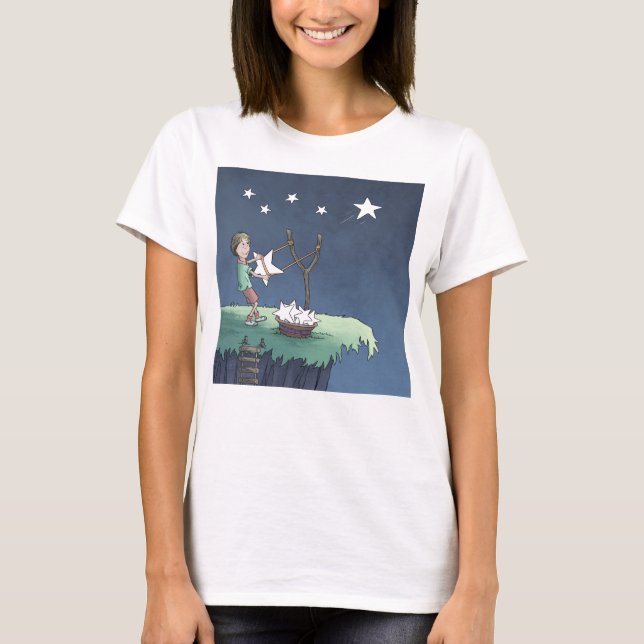Camiseta Estrelas de disparo - Criando Desejos e Camisa-T (Frente)