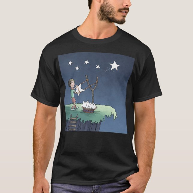 Camiseta Estrelas de disparo - Criando Desejos e Camisa-T (Frente)
