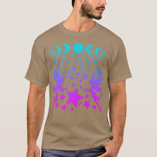 Camiseta Estrelas de Fada Lua Passa Silhouette Fantasy T Sh