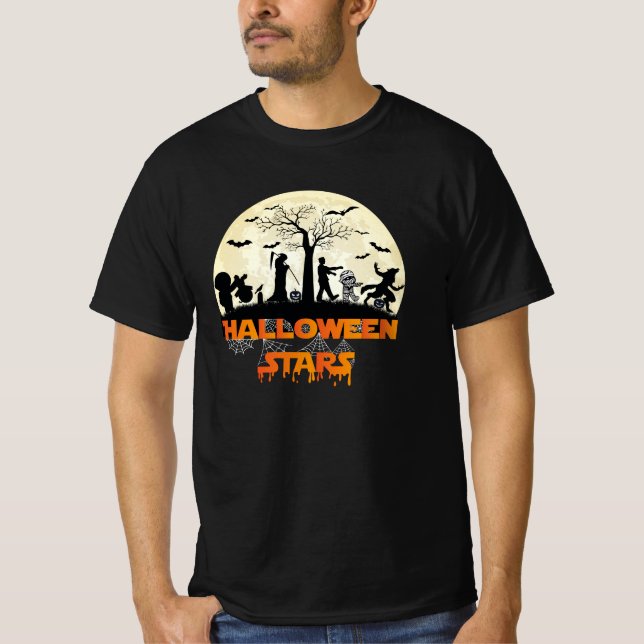 Camiseta Estrelas de Halloween 1 - Celebração de Aliens (Frente)