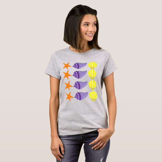 Camiseta Estrelas de Laranja Amarelo - Estrelas de Peixes d (Frente Completa)