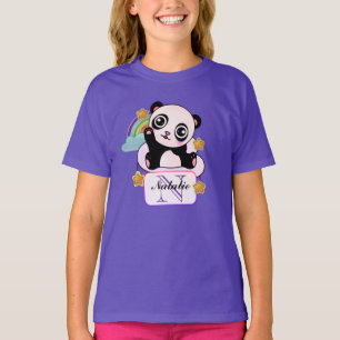 Camiseta Estrelas de Ouro ondulando Panda nas nuvens de arc