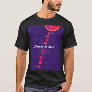 Camiseta Estrelas de Planetas de Meio-Tom