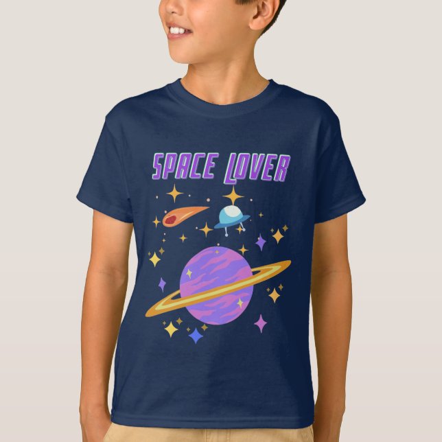 Camiseta Estrelas do espaço planeta Lua (Frente)