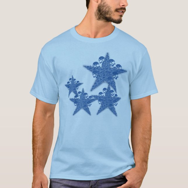 Camiseta Estrelas dos crânios azuis (Frente)
