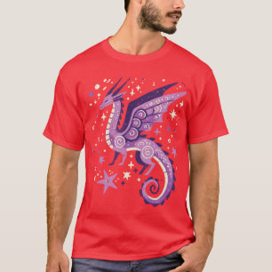 Camiseta Estrelas Dragão Roxo Garotas Fantasia Fofo Mítico