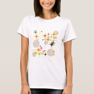 Camiseta Estrelas e Globos Moderno de Meados do Século