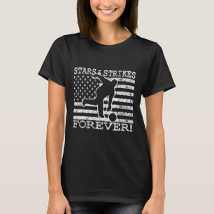 Camiseta Estrelas E Gretas Para A Boliche Americana Flag Bo