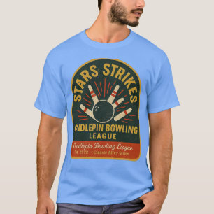 Camiseta Estrelas e greve Boliches de vintage com telas de