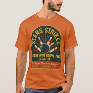 Camiseta Estrelas e greve Boliches de vintage com telas de