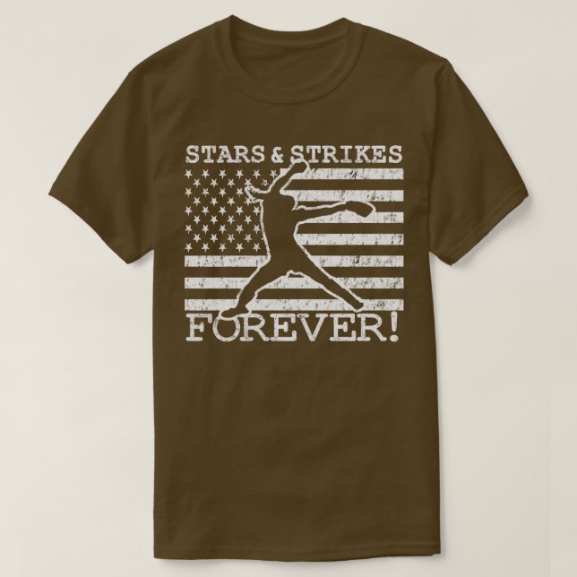 Camiseta Estrelas e greves para a oscilação do softball com (Frente do Design)