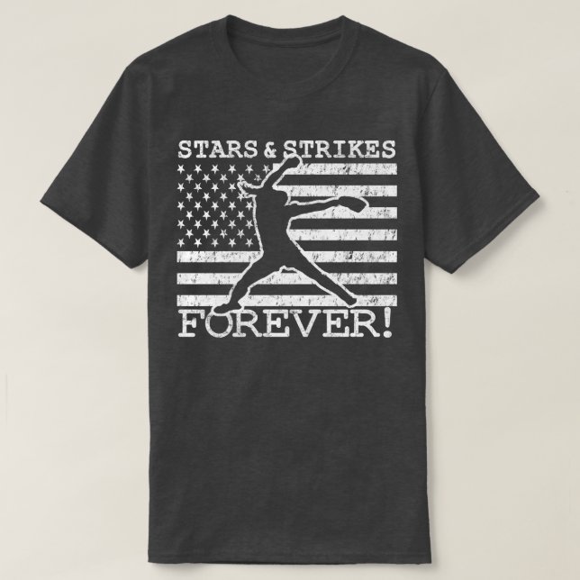 Camiseta Estrelas e greves para a oscilação do softball com (Frente do Design)
