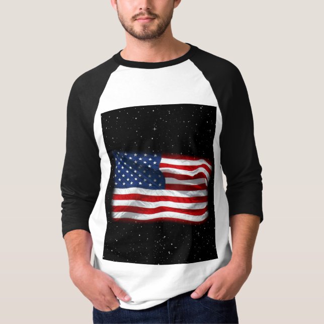Camiseta Estrelas e Stripes Bandeira Americana Patriótica (Frente)