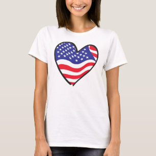 Camiseta Estrelas e Stripes do Coração dos EUA