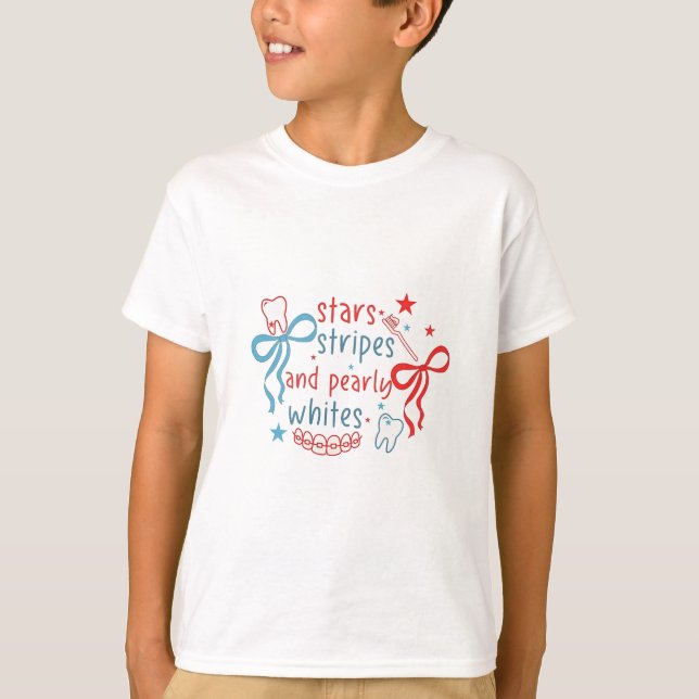 Camiseta Estrelas e Stripes e Brancos 4 De Julho (Frente)
