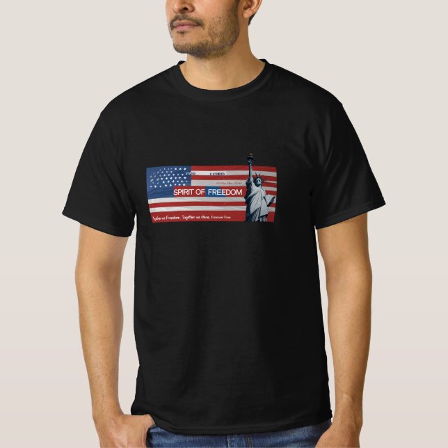Camiseta Estrelas e Stripes - Espírito de Liberdade com Lib (Frente)