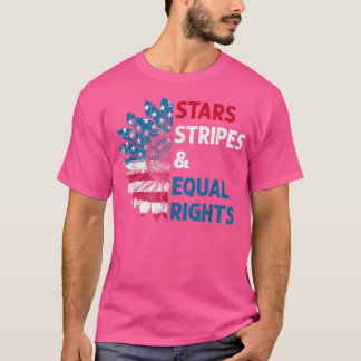 Camiseta Estrelas Feministas Grevem Direitos Iguais Bandeir