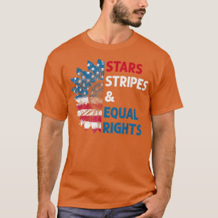 Camiseta Estrelas Feministas Grevem Direitos Iguais Bandeir