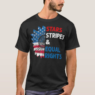 Camiseta Estrelas Feministas Grevem Direitos Iguais Bandeir