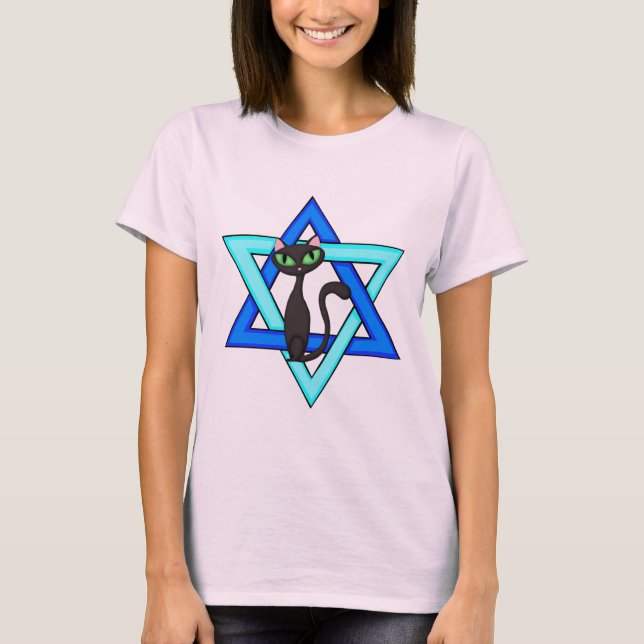 Camiseta Estrelas judaicas do gato (Frente)