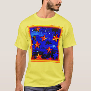 Camiseta Estrelas Laranja Brilhantes. Comprar Agora