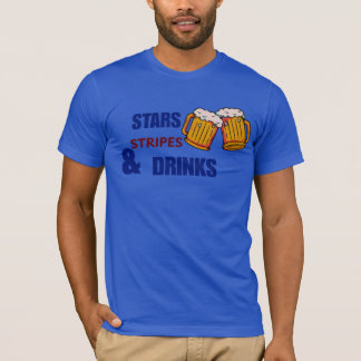 Camiseta Estrelas Listras e Bebidas 4 de Julho Patriótico D