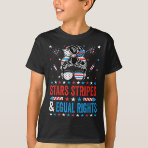 Camiseta Estrelas Listras E Direitos Iguais 4 De Julho Mulh