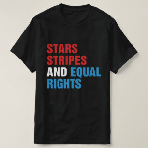 Camiseta Estrelas Listras E Direitos Iguais 4 De Julho Mulh