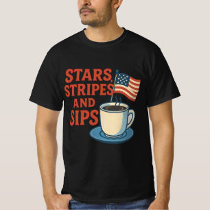 Camiseta Estrelas, Listras e Golinhos   Café Retro American
