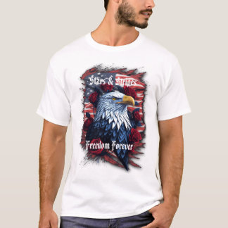 Camiseta Estrelas Listras Liberdade Águia Bandeira American