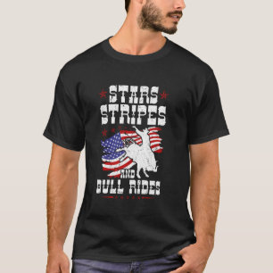 Camiseta Estrelas Listras Touro Cavalga Bandeira Vintage EU