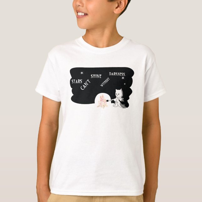 Camiseta Estrelas não brilham sem escuridão. (Frente)