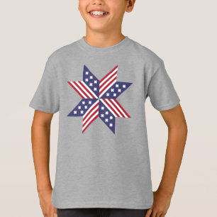 Camiseta Estrelas Nativas Azuis Azuis Vermelho Patriótico