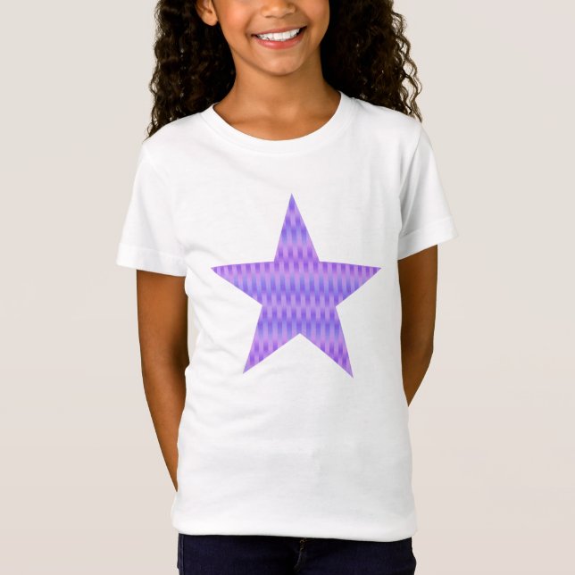 Camiseta Estrelas padronizadas em listras sedas - orquídea (Frente)