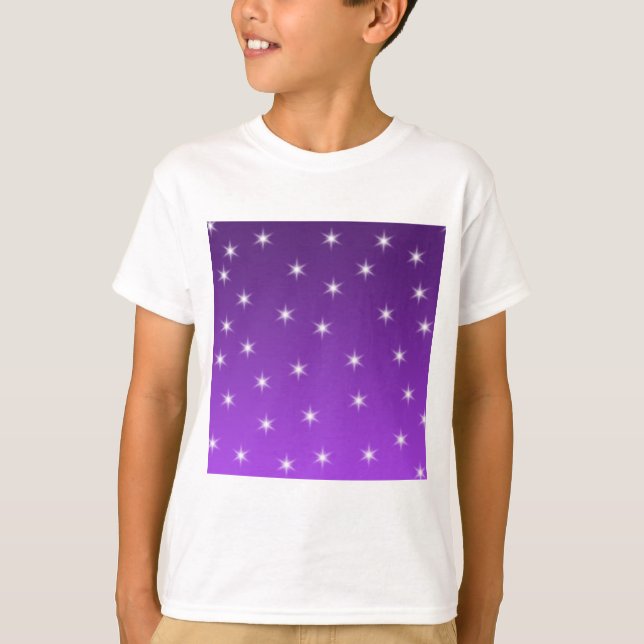 Camiseta Estrelas roxas e brancas, teste padrão (Frente)