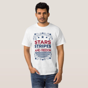 Camiseta Estrelas, Stripes e Liberdade 4 de julho