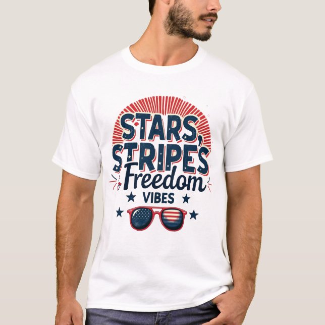 Camiseta Estrelas, Stripes e Víblias de Liberdade (Frente)